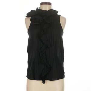 ALLSAINTS Spitalfields Women Black Sleeveless Blouse Black Ruffled Top Sz 8
